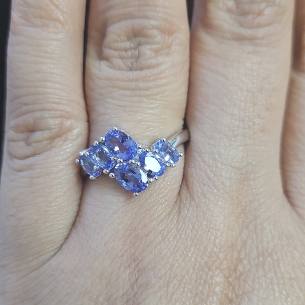 BRAND NEW Natural Tanzanite 925 Sterling Silver Bridal Promise Ring Gift For Her